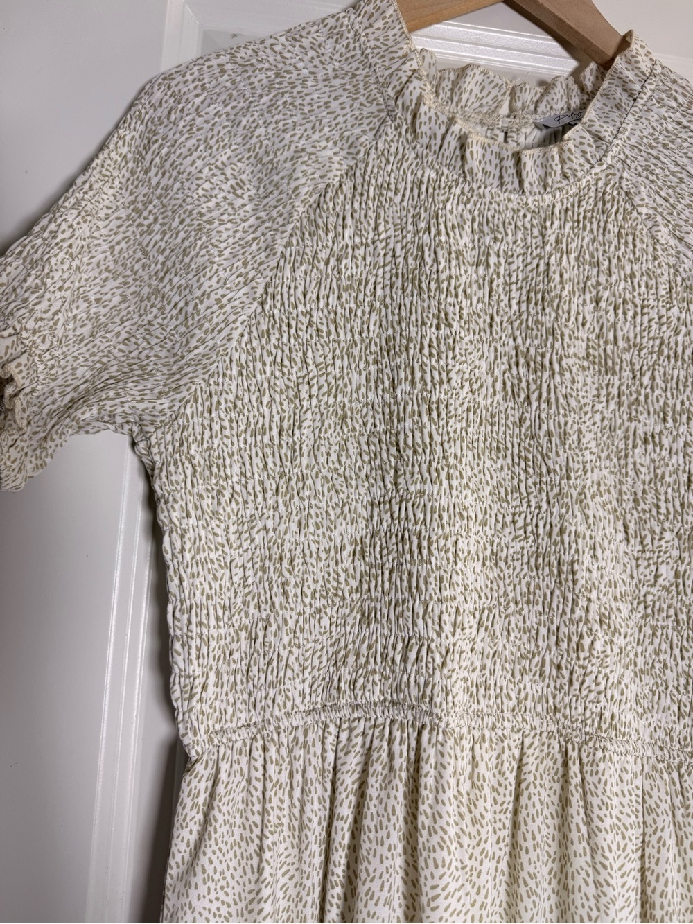 Polagram Cream Smocked Short Sleeve Tiered Maxi Dress - Picture 3 of 4